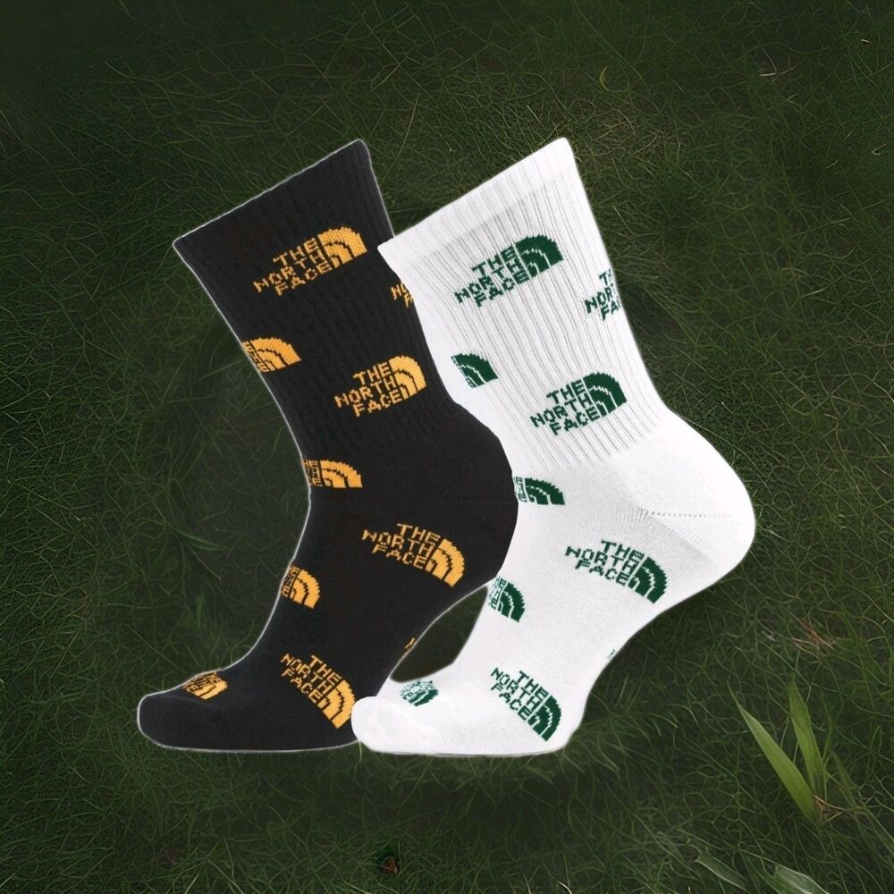 The North Face Socks Every Day Crew TNF Logo Two Pair Adult Size Medium NEW